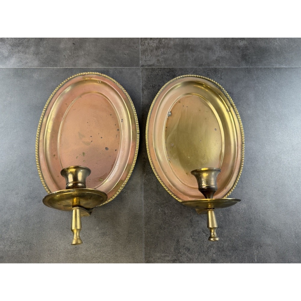 VTG Pier One Pair of Oval Brass Chamberstick Candle Holders-Made in India
